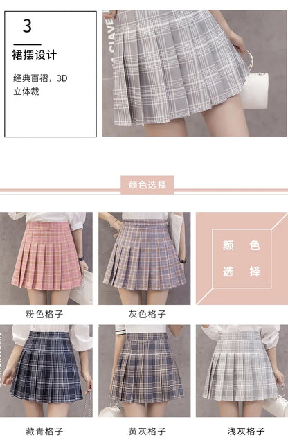 Harajuku Short Skirt New Korean Plaid Skirt Women Zipper High Waist School Girl Pleated Plaid Skirt Sexy Mini Skirt Plus Size