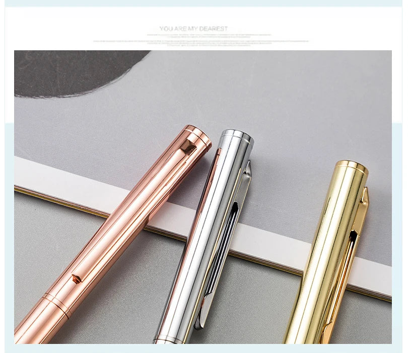 50 Pcs Metal Ballpoint Pen Rose Gold Pen Custom Logo School&amp;office Supplies Stationery Business Gift Lettering Engraved Name