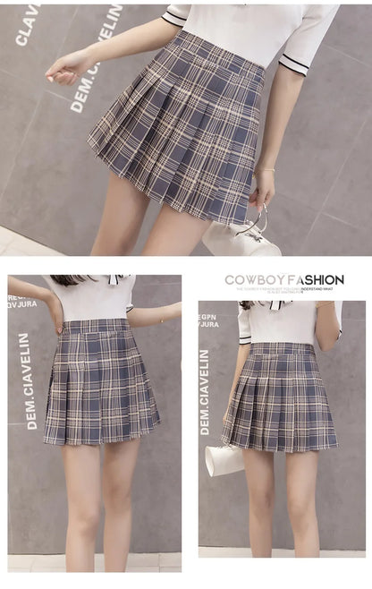 Harajuku Short Skirt New Korean Plaid Skirt Women Zipper High Waist School Girl Pleated Plaid Skirt Sexy Mini Skirt Plus Size