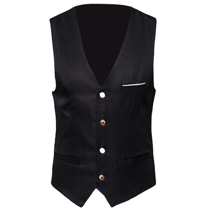 Fashion Formal Men Vest Solid Color Suit Vest Single Breasted Business Waistcoat