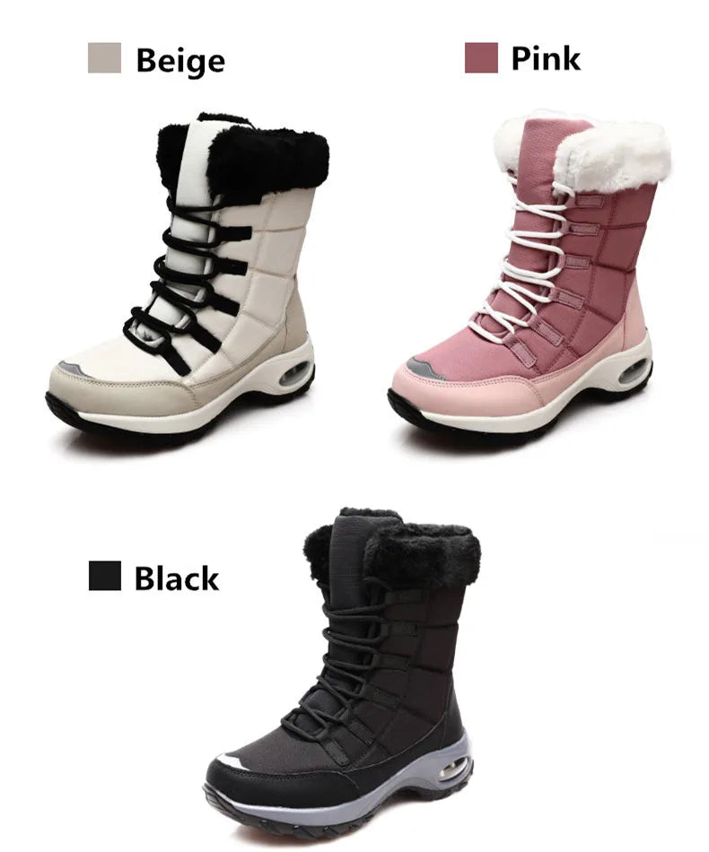 New Winter Women Boots High Quality Warm Snow Boots Lace-up Comfortable Ankle Boots Outdoor Waterproof Hiking Boots Size 36-42