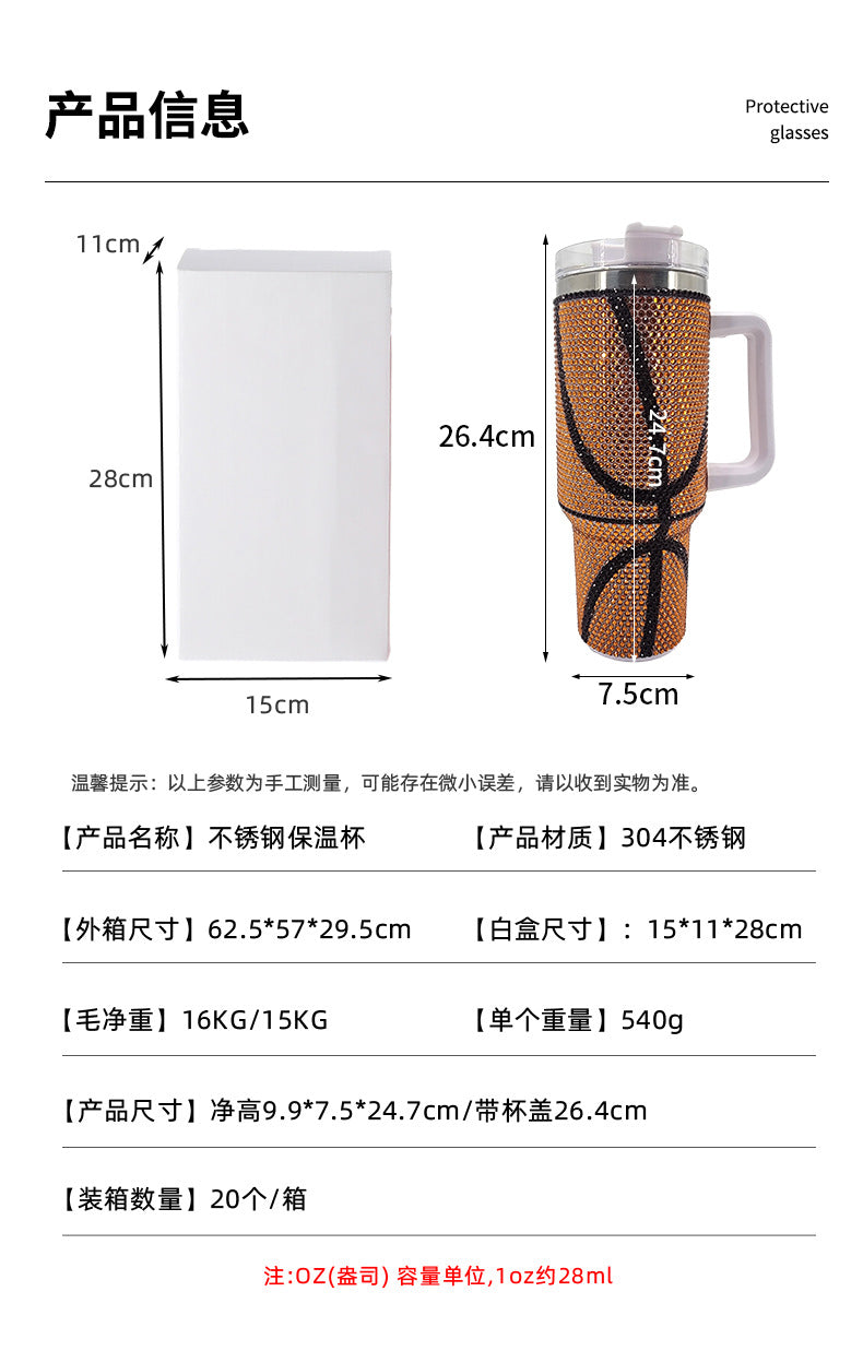 40 oz Tumbler with Handle Lid Straw 40oz Stainless Steel Water Bottle Vacuum Thermos Cup Travel Car Coffee Mug Cap for Stanley