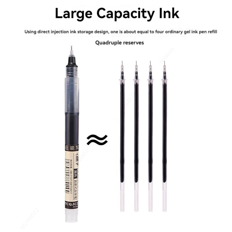 3-5Pcs Straight Liquid Gel Pen Quick-drying,Large-capacity 0.5mmBlack/Blue/red Ink for Writing School Office Stationery Supplies