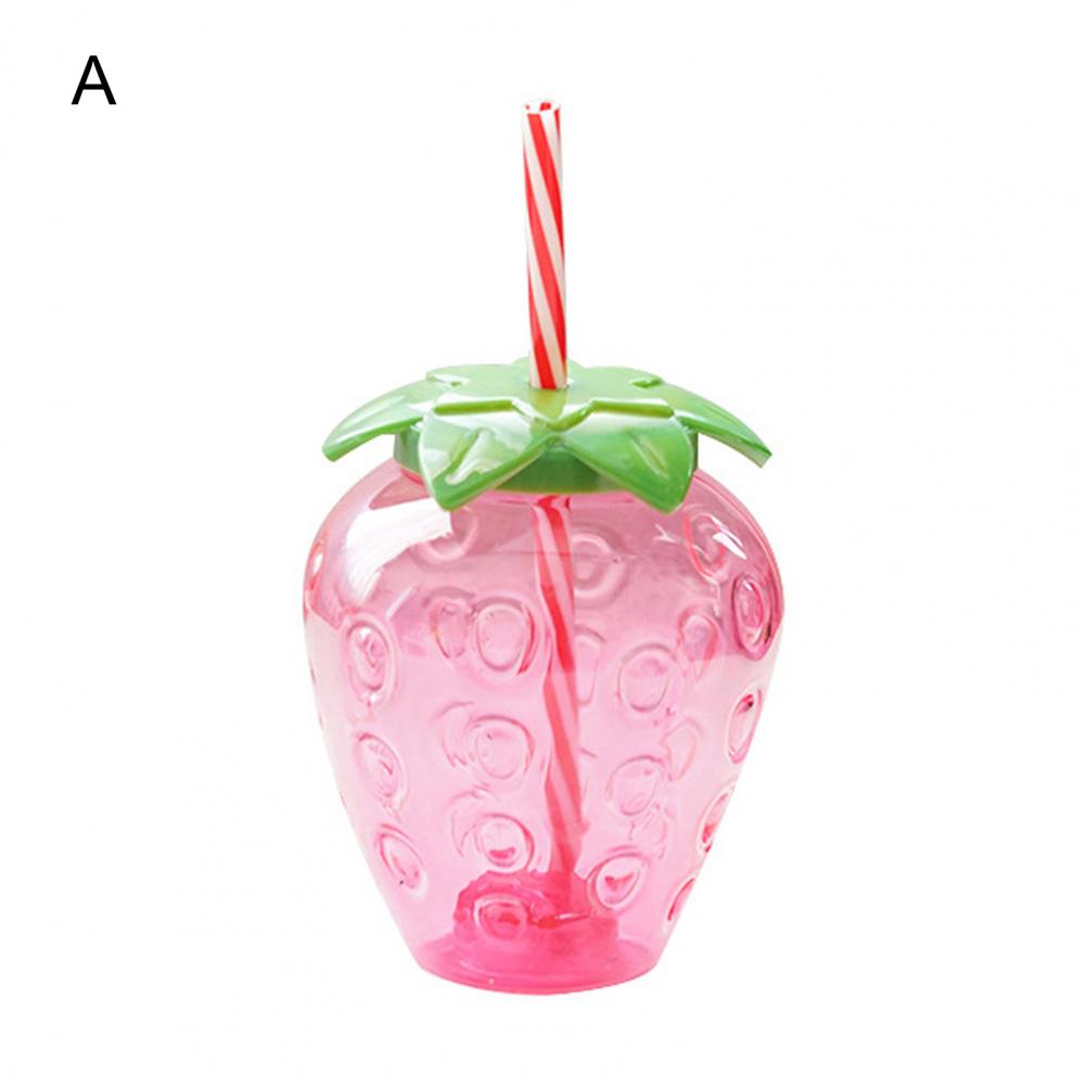 500ml Summer Cute Strawberry Straw Water Bottle Cartoon Food Grade PP Wide Application Milk Coffee Straw Cup Drinkware