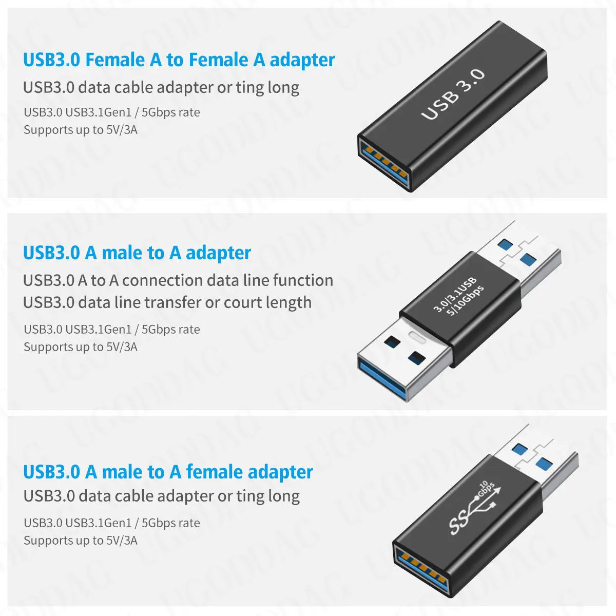 USB 3.0 Connector USB To USB Adapter 5Gbps Gen1 Male to Male Female USB Converter SSD HDD Cable Extender USB 3.0 Extension Plug