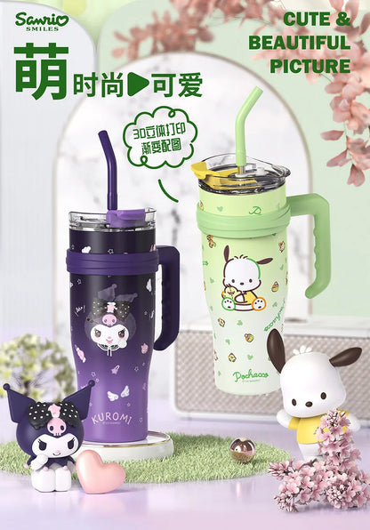 Sanrio Thermos Bottle 1200ml Kuromi Cinnamoroll Sippy Water Cup Vacuum Flask Kawaii Stainless Steel High Capacity Insulated Mug