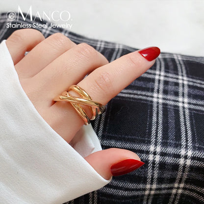 Newest Cross Multilayer Fashion Wide Ring Simple For Women Party Fine Jewelry Classic Gift Ring for Wedding Trendy Jewelry