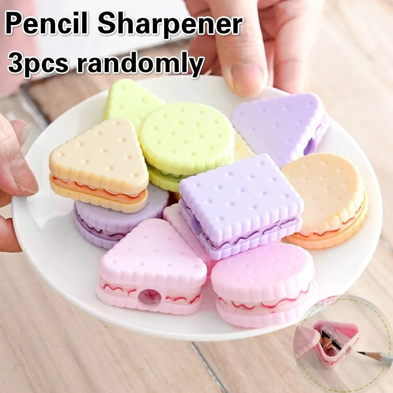 3pcs/lot Creative Fresh and Cute Biscuit Pencil Sharpener Children&