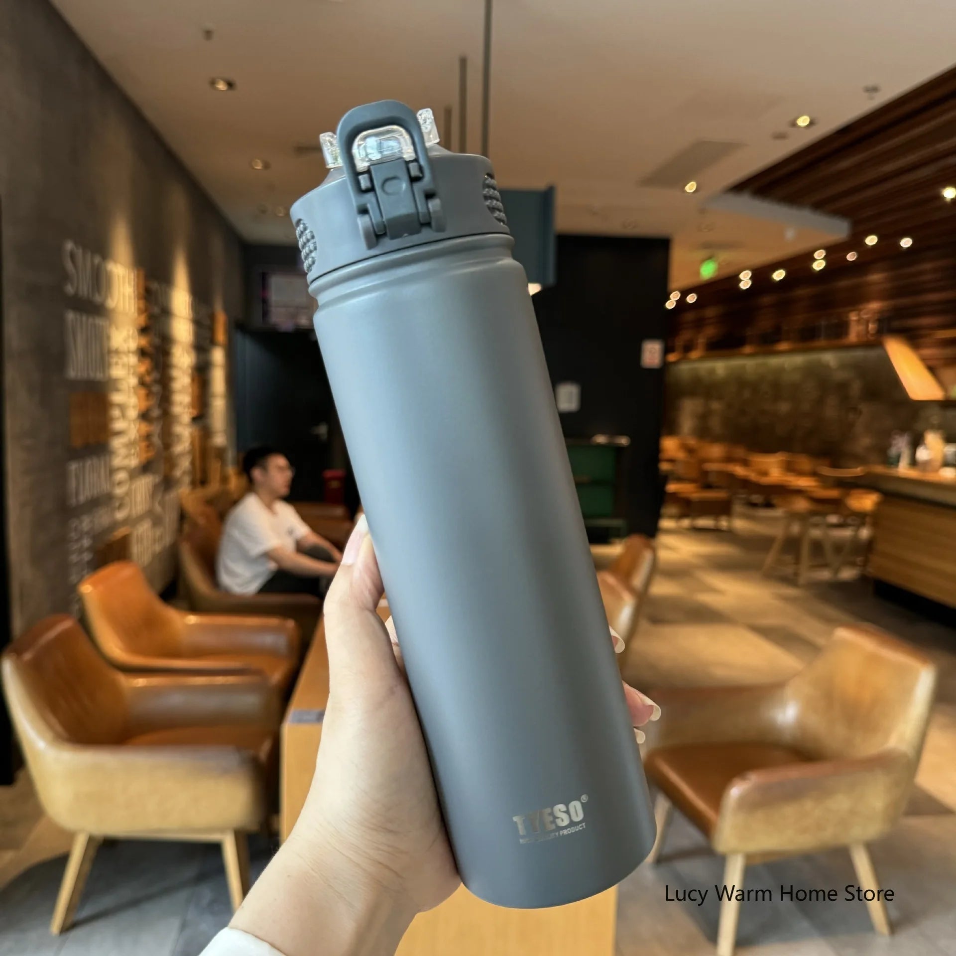 Tyeso Thermos Cup with Straw 600/750ml Stainless Steel Thermal Bottle Cover Insulation Straight Cup Flask Water Tumbler Mug