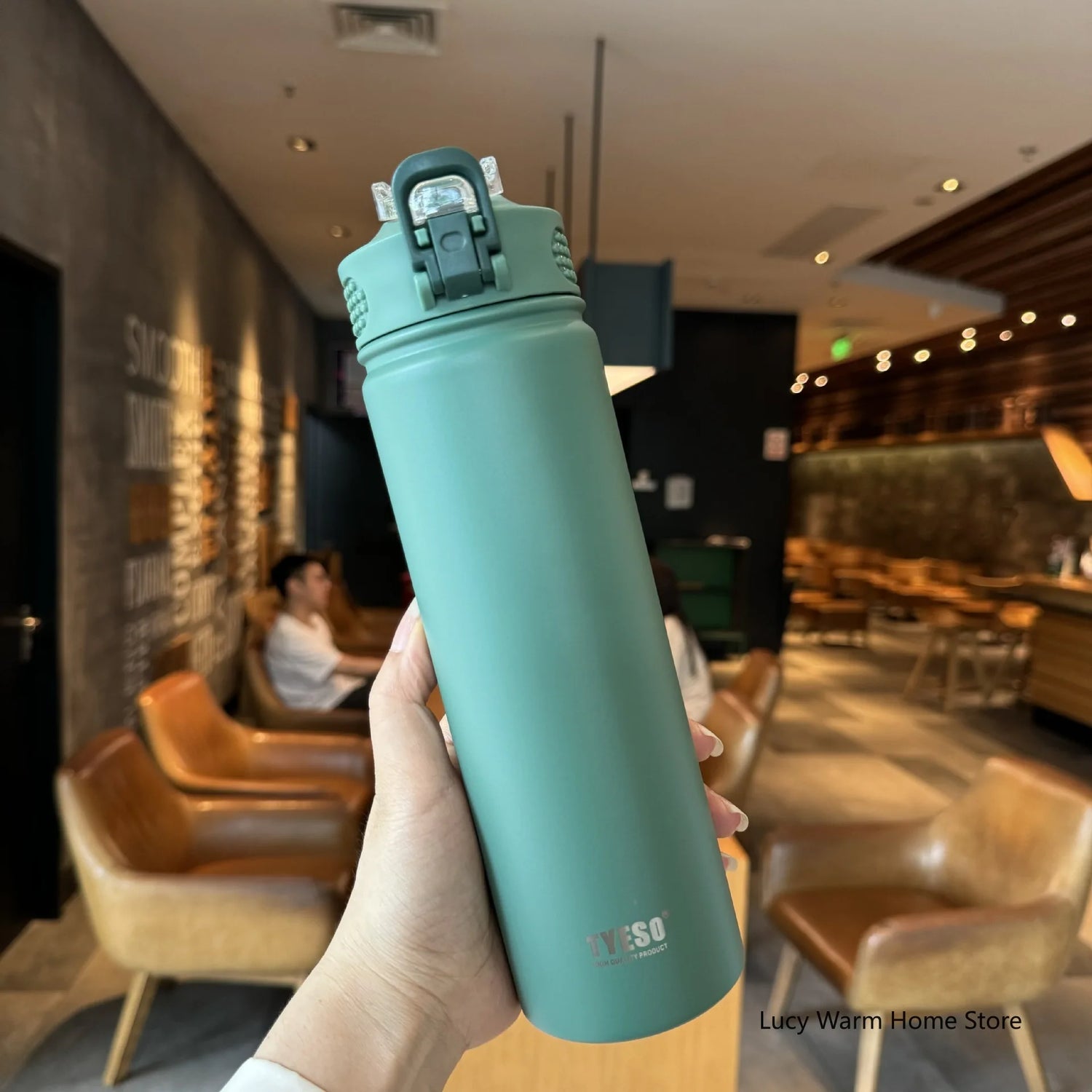 Tyeso Thermos Cup with Straw 600/750ml Stainless Steel Thermal Bottle Cover Insulation Straight Cup Flask Water Tumbler Mug