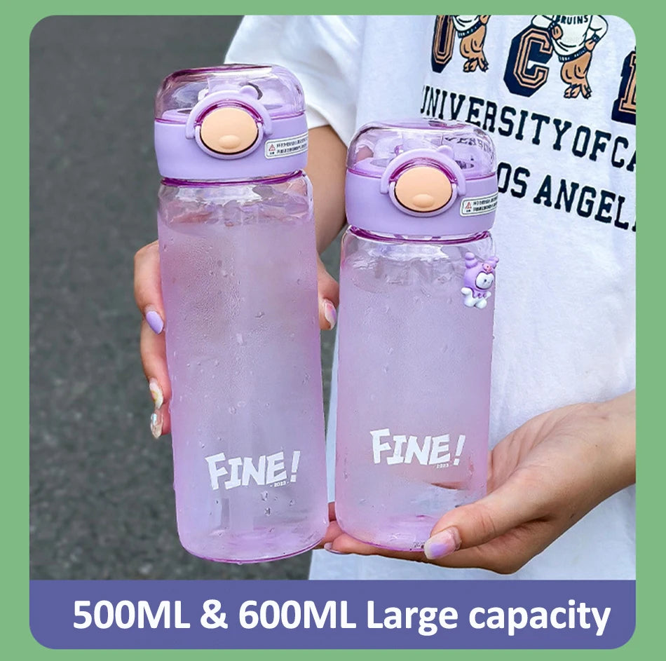 500/600ML Large Capacity Plastic Straw Water Bottles For School Sports Water Bottle BPA Free Portable Leak-proof Drinkware Cup