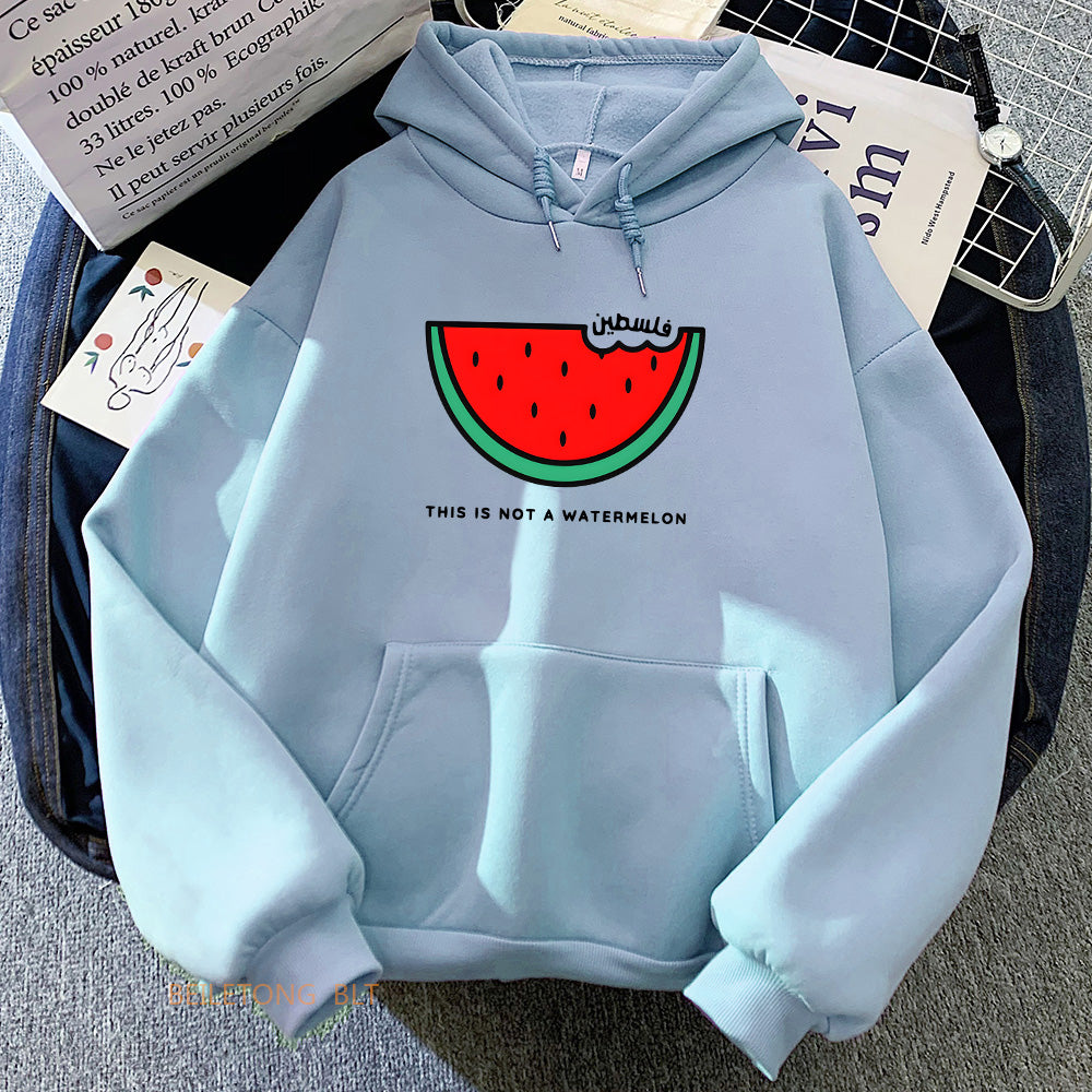 Watermelon PalestineWatermelon Sweatshirts Long Sleeve Women/Men Kawaii Hoodies Winter Fleece Casual Hooded Pullovers Sudadera