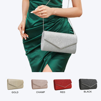 Gorgeous elegant fashion Glitter magnetic Chain hand Crossbody wedding party clutch evening bag