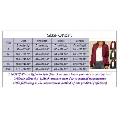 Women Thin Jackets Fashion Solid Bomber Jacket Autumn Long Sleeve Slim Coat Casual Windbreaker Stand Collar Zip Up Jacket