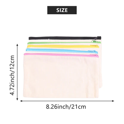 15 Pack Blank Cotton Canvas DIY Craft Zipper Bags Pouches Pencil Case For Makeup Cosmetic Toiletry Stationary Storage