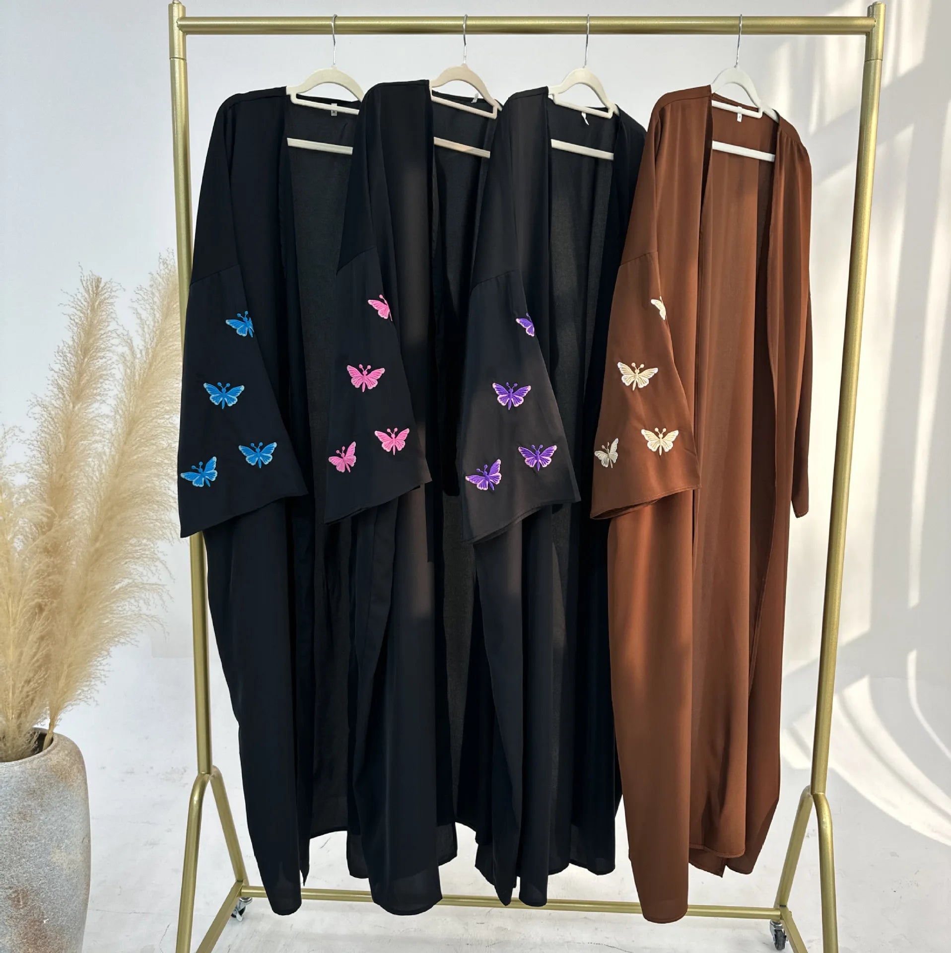 Embroidery Butterfly Open Abaya Ramadan Dubai Saudi Luxury Abayas Islamic Woman Clothing Dress Kimono for Muslim Women Dresses