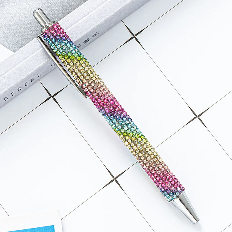 Press Metal Ballpoint Pens Diamond Multi-color Gift Pen Creative Office Supplies Student Stationary Supplies Accessory