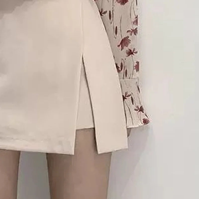 Mini Skirts Women Irregular Solid Side-slit Stretchy Korean Style Trendy Chic OL High Waist Female Bottom Popular Spring Autumn