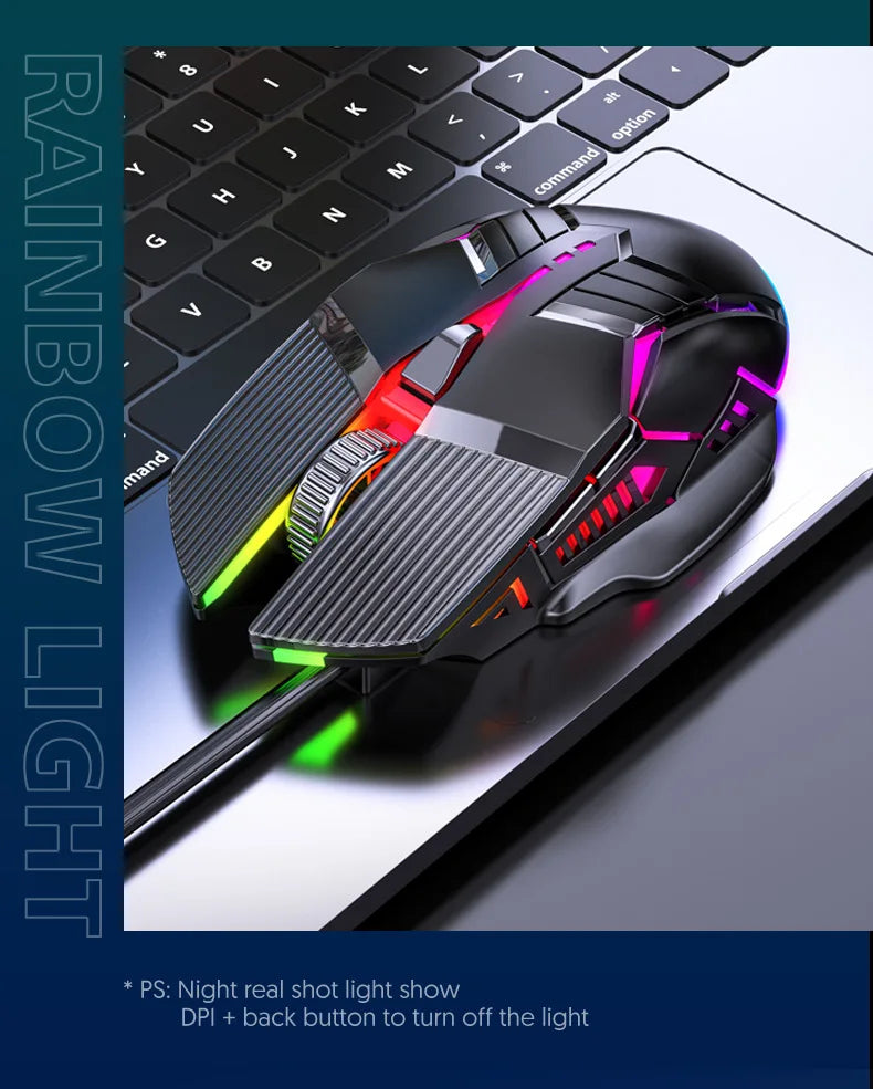 New USB Mouse Computer Wired Mouse Gaming Wired Mouse Glow Mute Mouse Office Gaming Universal PC Mouse Gamer Laptop Accessories