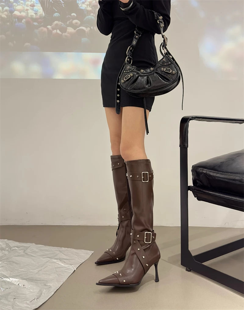 New Style Thin High Heel Women Boots 2024 Pointed Toe Women&