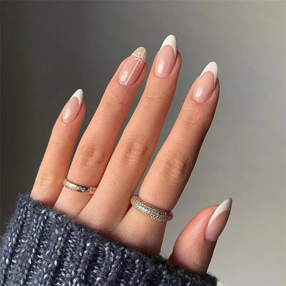 24Pcs/Lot Oval Almond Fake Nails Collection Full Cover Acrylic Press on Nails Art Removable Reusable Wearing False Nails Tips