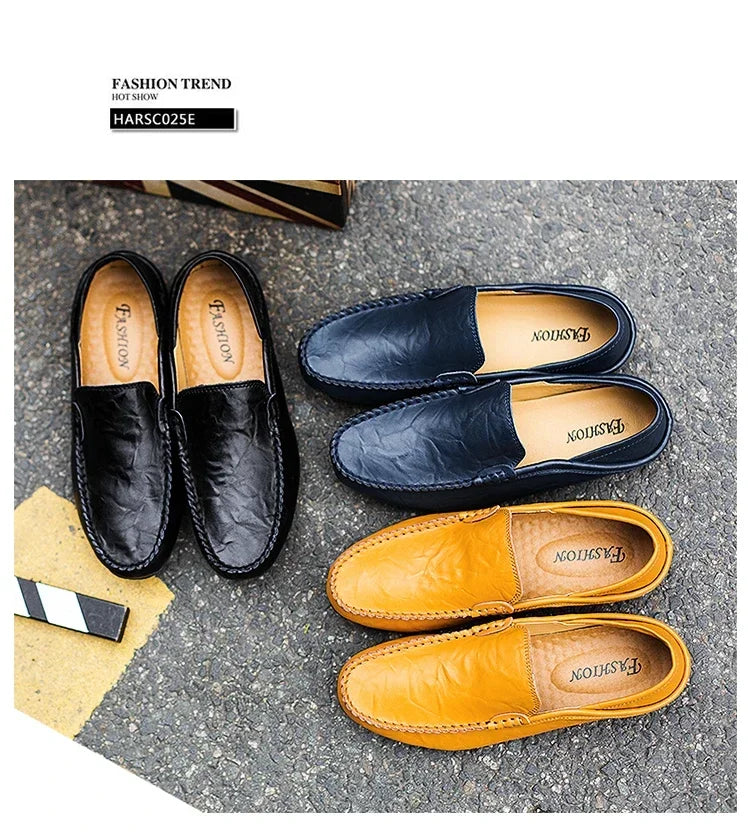 Genuine Leather Men Shoes Casual  Mens Loafers Moccasins Luxury Brand Formal Slip on Male Boat Shoes Zapatos De Hombre