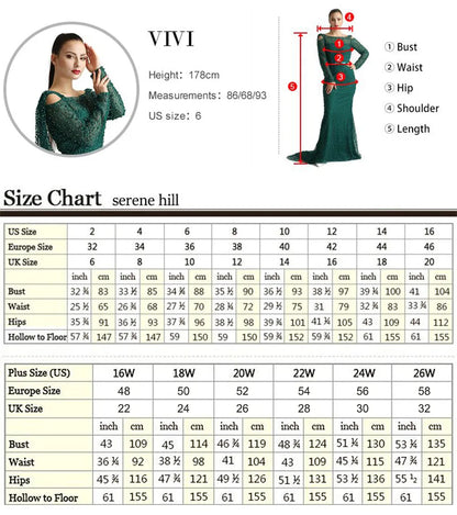 Serene Hill Dubai Luxury Beaded  Blue Mermaid Elegant Overskirt Evening Dresses Gowns 2024 For Women Wedding Party LA71634