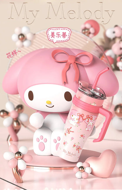 Sanrio Thermos Bottle 1200ml Kuromi Cinnamoroll Sippy Water Cup Vacuum Flask Kawaii Stainless Steel High Capacity Insulated Mug