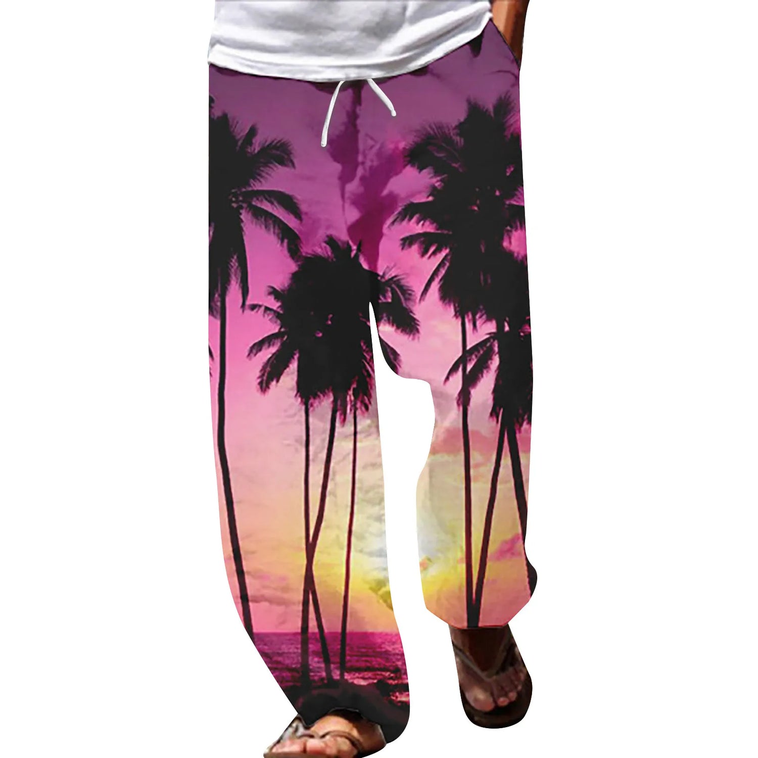 Summer Beach Hippie Harem Pants For Men Streetwear Baggy Boho Yoga Hawaiianss Drop Crotch Trouser Men&