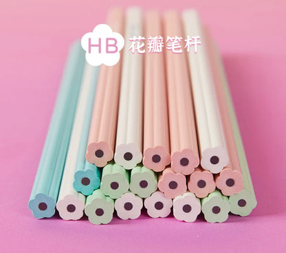 50Pcs/Pack 2B/HB Pencils Petal flower pencil love heart Standard Pencil Macaron color Cute Stationery Office School Supplies