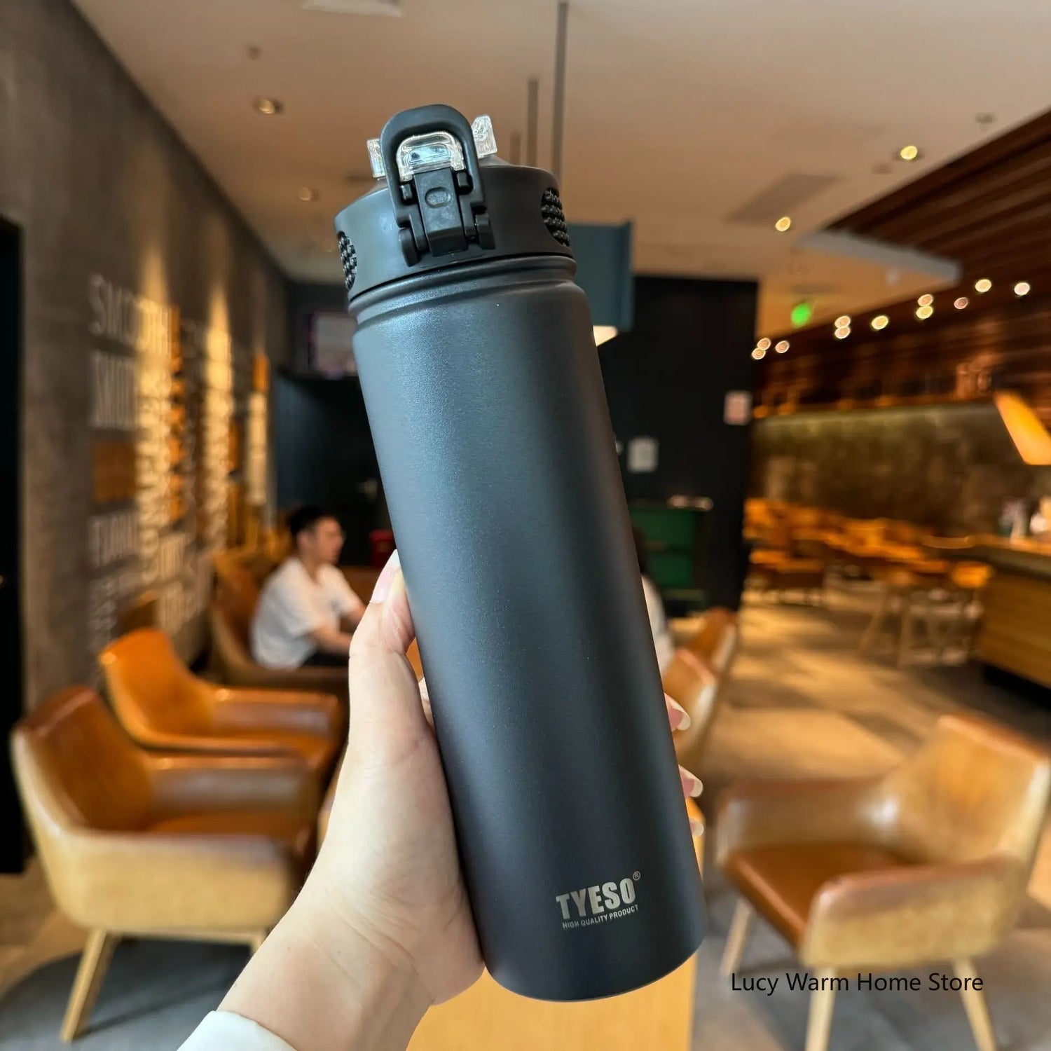 Tyeso Thermos Cup with Straw 600/750ml Stainless Steel Thermal Bottle Cover Insulation Straight Cup Flask Water Tumbler Mug