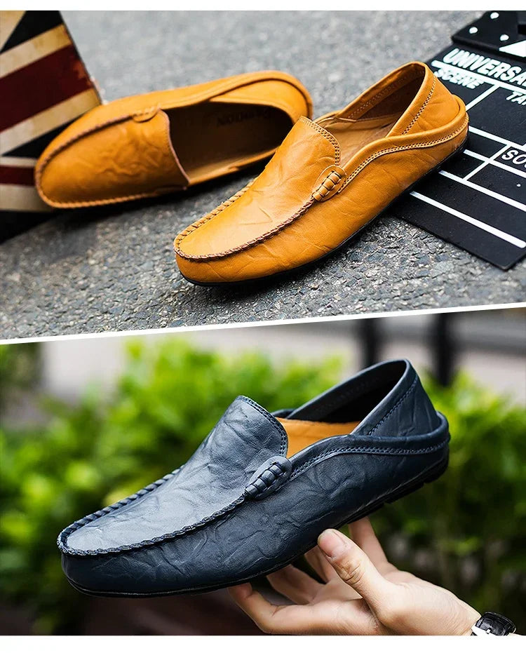 Genuine Leather Men Shoes Casual  Mens Loafers Moccasins Luxury Brand Formal Slip on Male Boat Shoes Zapatos De Hombre