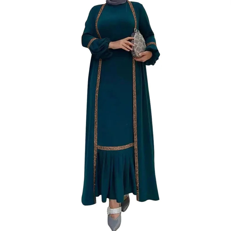 2023 Autumn New Winter Elegant 2 Piece Long Dresses Muslim Fashion Prayer Dress Modest Clothing Islamic Clothing for Women 2XL