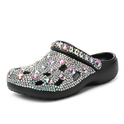 Summer Women Slippers Luxury Rhinestone Decoration Sandals Sparkling Beach Slides Lovers Flip Flop Casual Shoes Plus Size 35-48