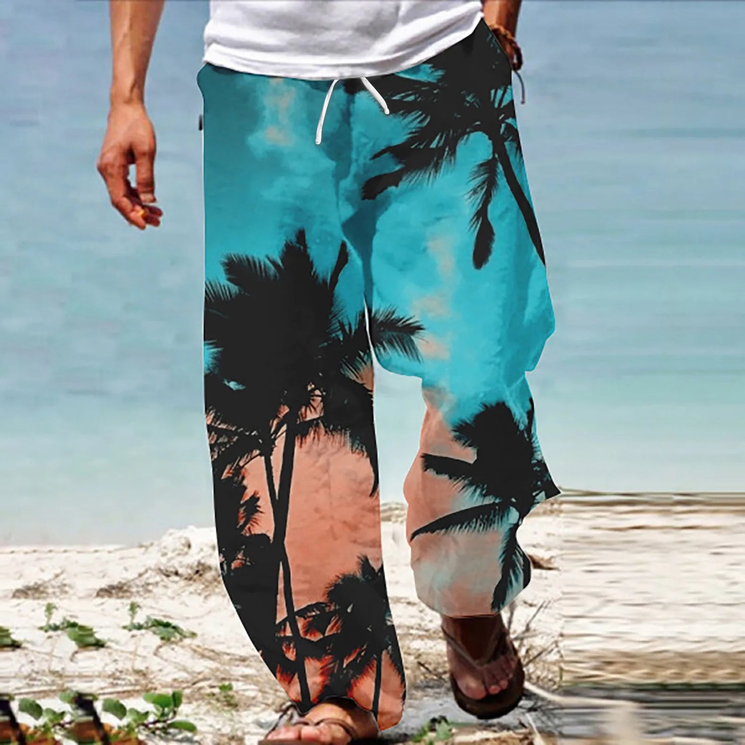 Summer Beach Hippie Harem Pants For Men Streetwear Baggy Boho Yoga Hawaiianss Drop Crotch Trouser Men&