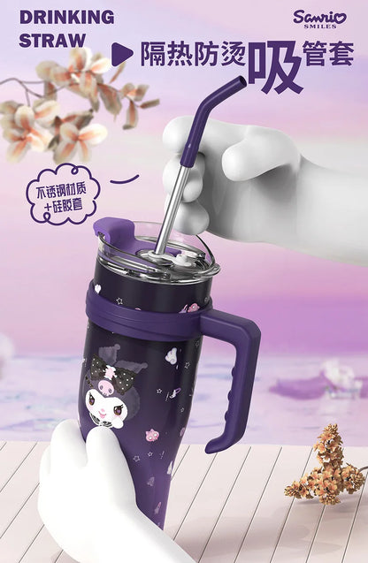 Sanrio Thermos Bottle 1200ml Kuromi Cinnamoroll Sippy Water Cup Vacuum Flask Kawaii Stainless Steel High Capacity Insulated Mug