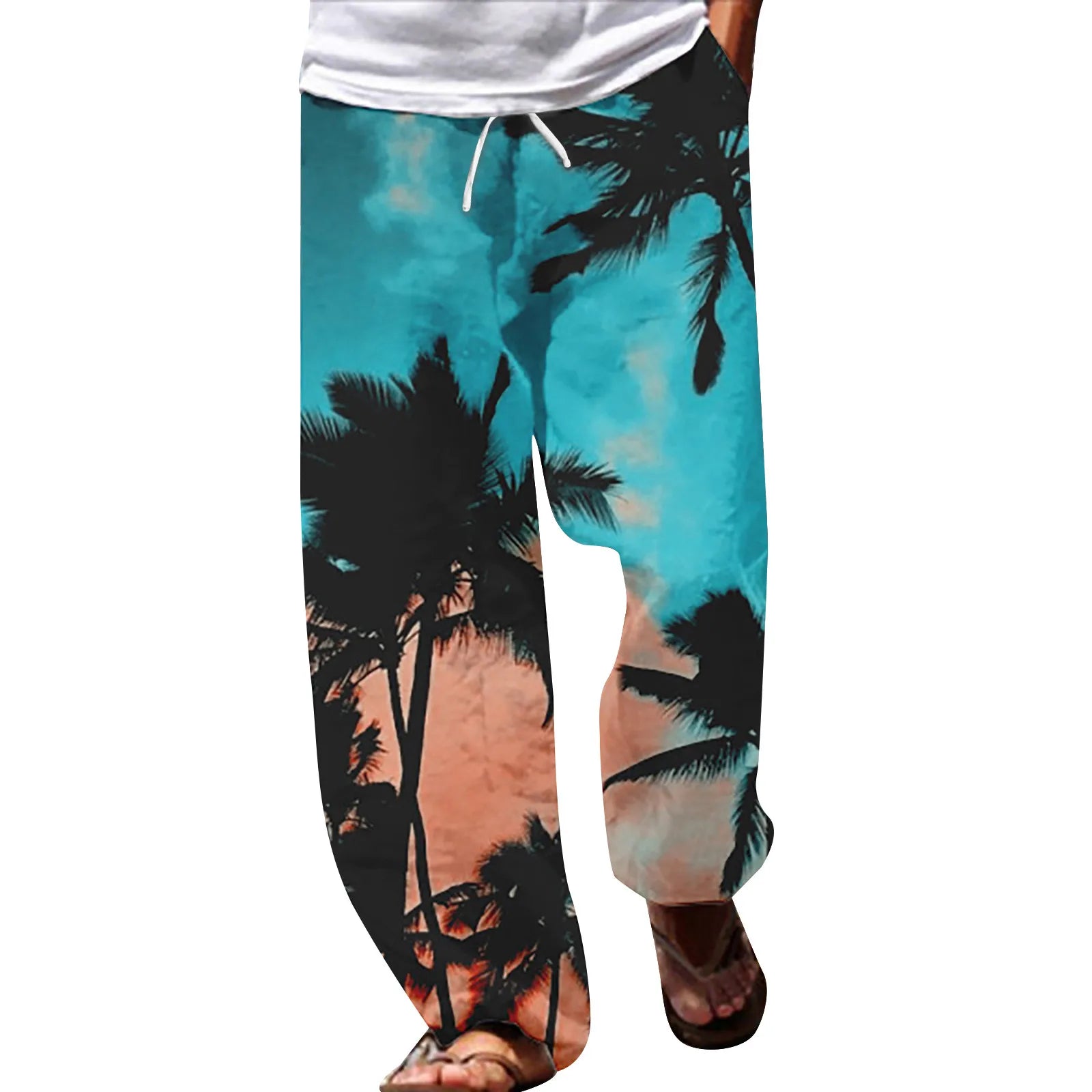 Summer Beach Hippie Harem Pants For Men Streetwear Baggy Boho Yoga Hawaiianss Drop Crotch Trouser Men&