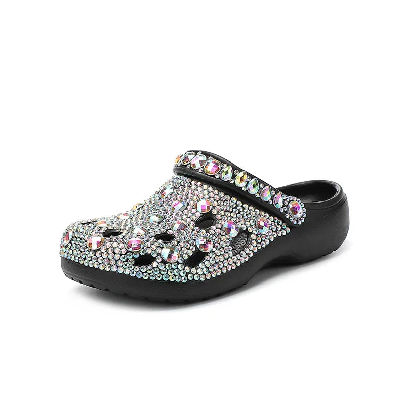 Summer Women Slippers Luxury Rhinestone Decoration Sandals Sparkling Beach Slides Lovers Flip Flop Casual Shoes Plus Size 35-48