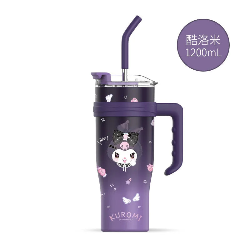 Sanrio Thermos Bottle 1200ml Kuromi Cinnamoroll Sippy Water Cup Vacuum Flask Kawaii Stainless Steel High Capacity Insulated Mug