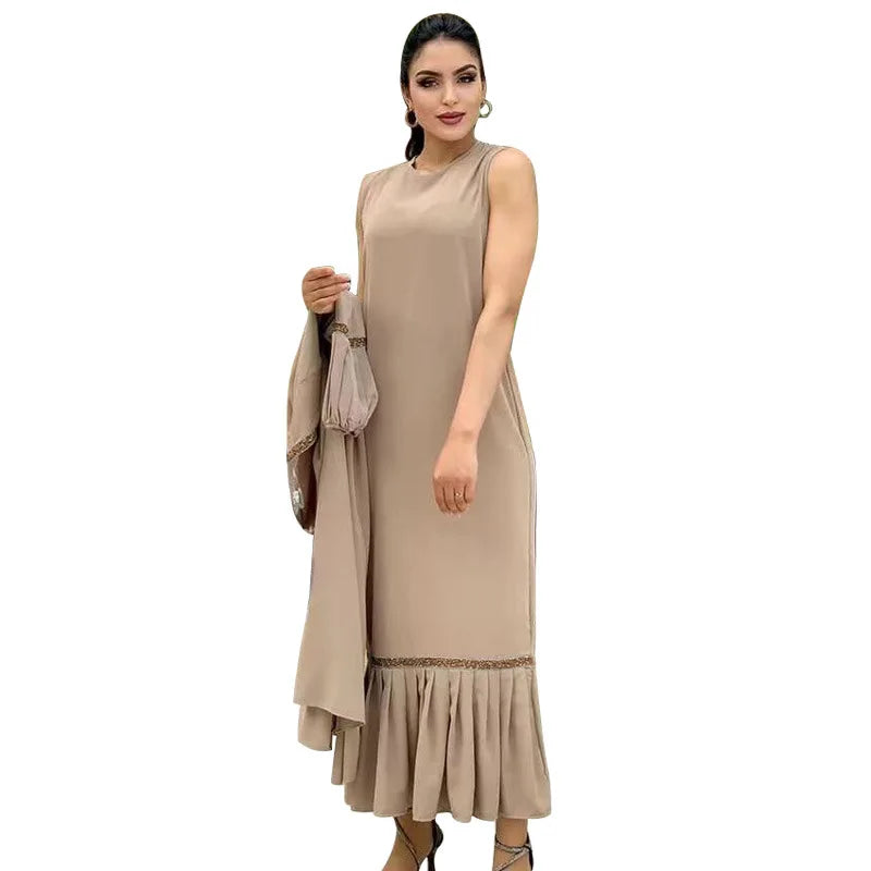 2023 Autumn New Winter Elegant 2 Piece Long Dresses Muslim Fashion Prayer Dress Modest Clothing Islamic Clothing for Women 2XL