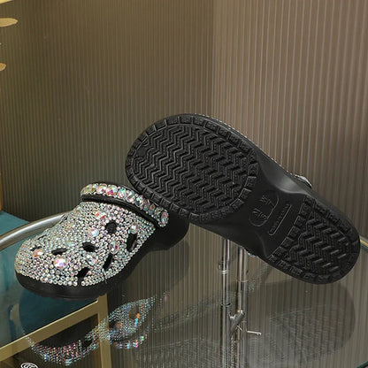 Summer Women Slippers Luxury Rhinestone Decoration Sandals Sparkling Beach Slides Lovers Flip Flop Casual Shoes Plus Size 35-48