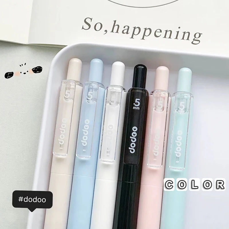 4PCS/Set Cute Pocket Gel Pen 0.5MM Black Refill Gel Ink Pen Mini Portable Writing Pen Quick Dry Neutral Pen School Office Supply