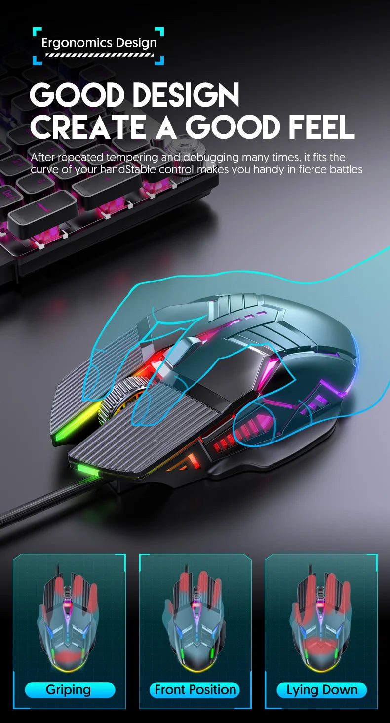 New USB Mouse Computer Wired Mouse Gaming Wired Mouse Glow Mute Mouse Office Gaming Universal PC Mouse Gamer Laptop Accessories