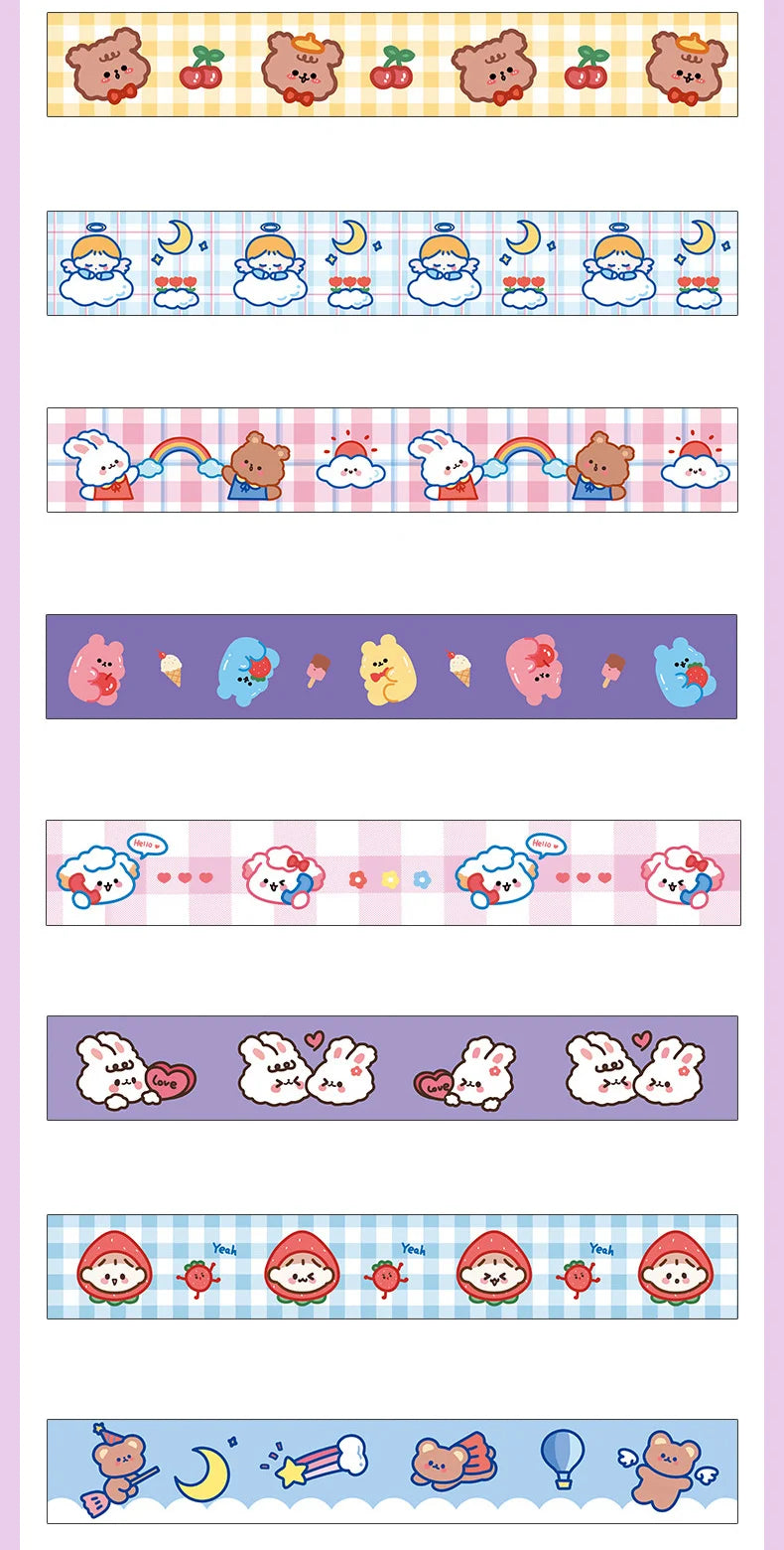 1 Piece 5m Masking Tape Decorative Adhesive Scrapbooking Bear Rabbit Album Stationery Washi Tape Stationery Stickers Photo Diary