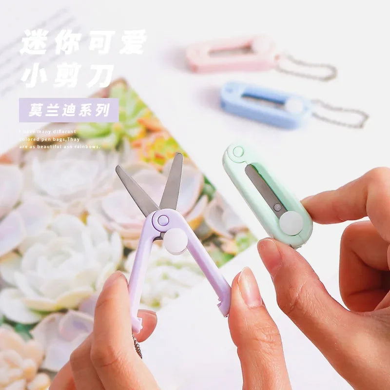 creative Mini Portable Folding Scissors Morandi Simple Paper-Cutting Art Tool Stationary Scissors Office School Supplies