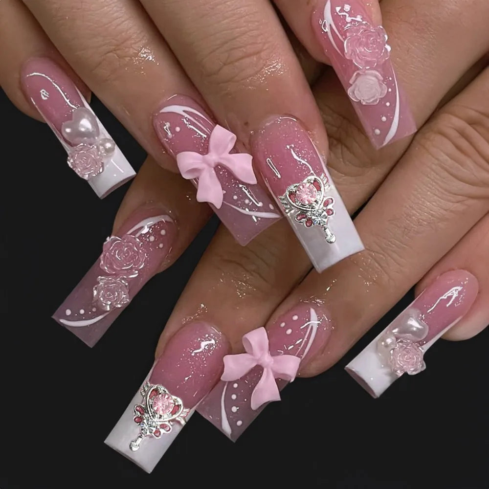 Press on Nails Long Ballet Nails Fashion Valentine&