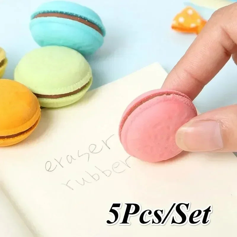 5-pack of cute creative stationery macaron sandwich cookies rubber candy color children’s rubber award stationery