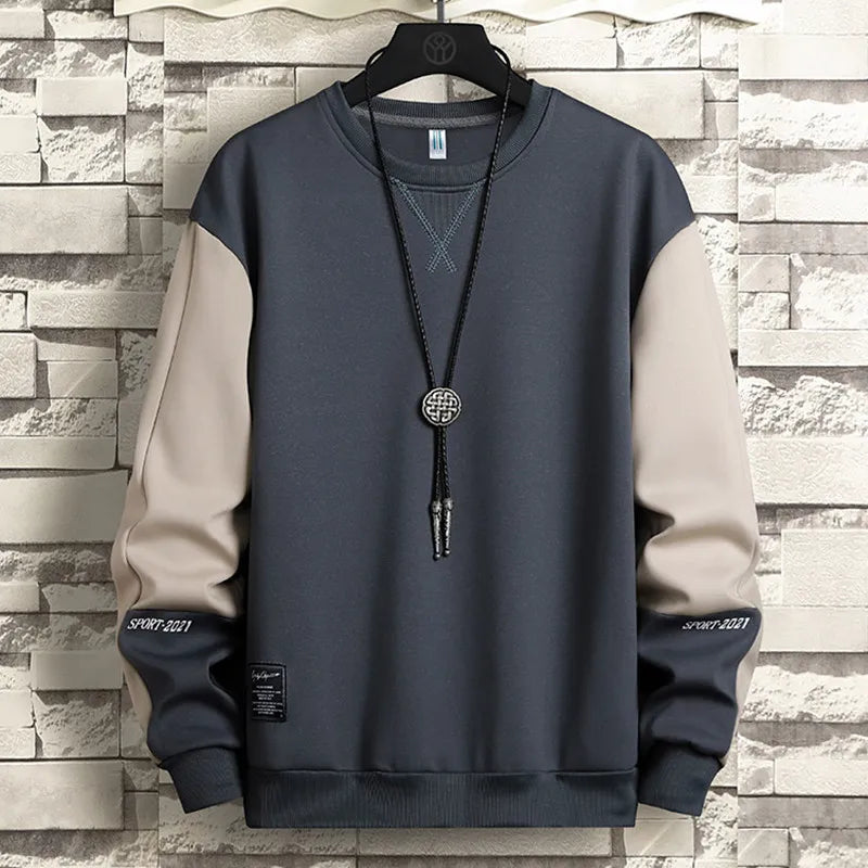 2024 Spring Mens Casual Sweatshirt Hoodie Men Harajuku Streetwear Pullover Male Patchwork Loose O-Neck Fashion Hip Hop Hoodies