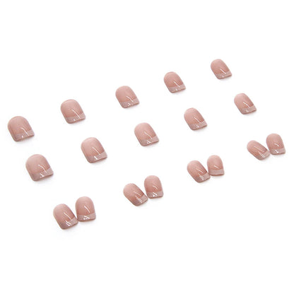 24pcs/box Artificial Nails With Glue Mid-length Fake Nails Gradient Wear Nail Stickers Finished Fake Nails Press On Nails Coffin