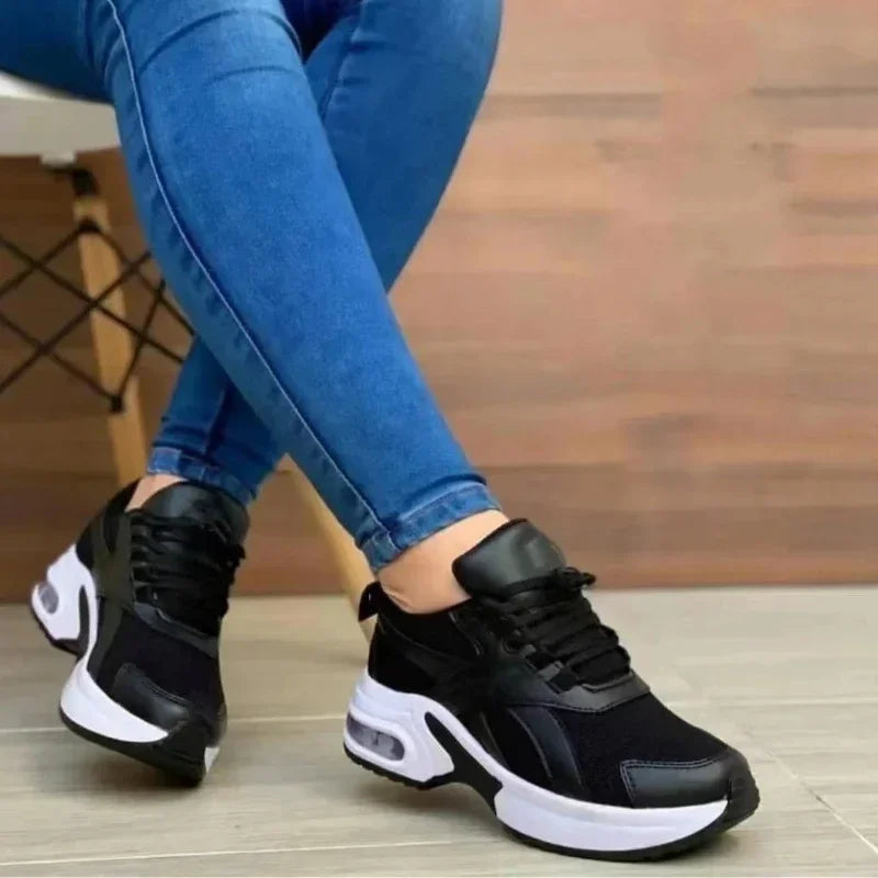 Ladies Sneakers Plus Size 43 Autumn Women Lace Up Wedge Platform Casual Shoes Ladies Outdoor Fashion Air Cushion jogging Shoes